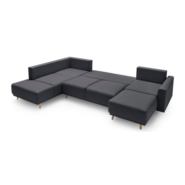 Ciemnoszary narożnik rozkładany w kształcie U Bobochic Paris Panoramique XXL Mola, prawostronny-image-4