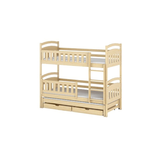 Piętrowe łóżko dziecięce z drewna sosnowego ze schowkiem 70x160 cm Blanka – Lano Meble