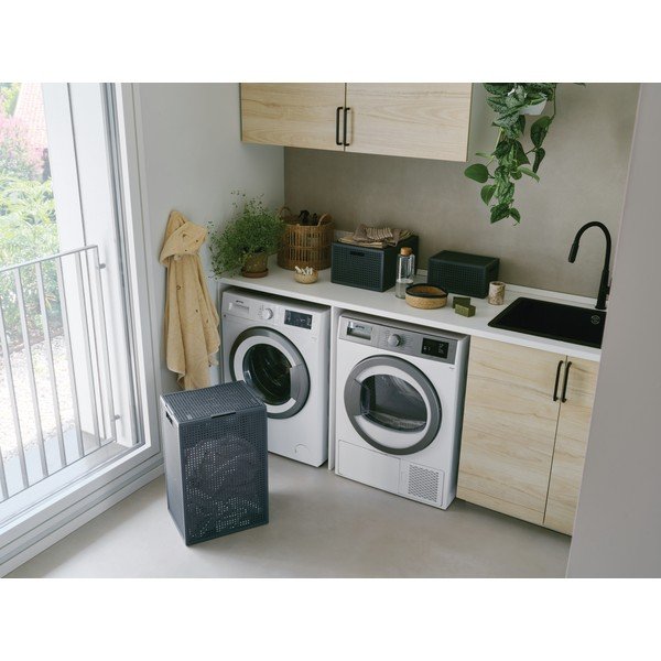 Ciemnoszary kosz na pranie z plastiku z recyklingu 60 l Kaya – Curver-image-2