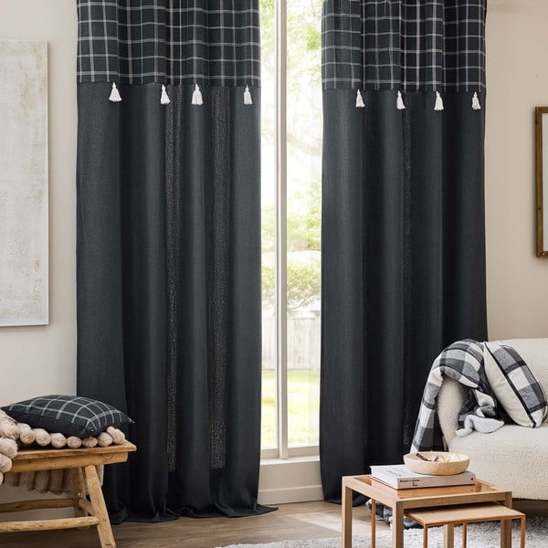 Antracytowa zasłona z mieszanki bawełny 140x240 cm Everest – douceur d'intérieur-image-3