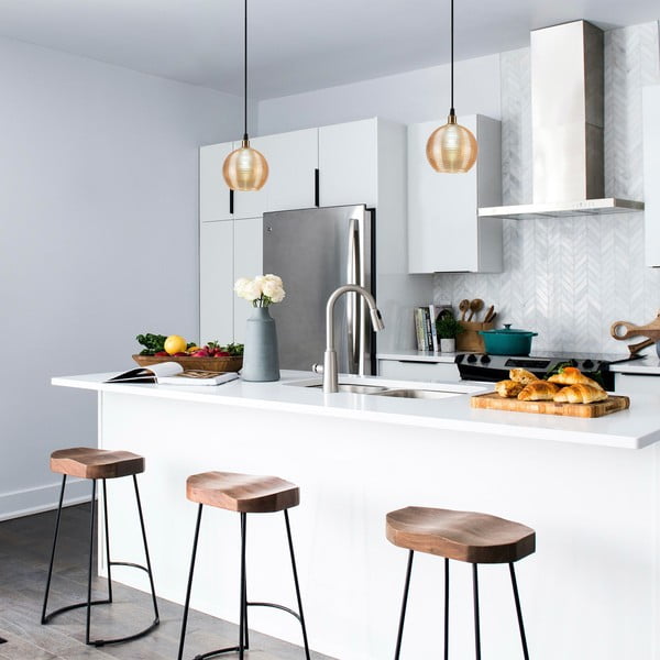 Lampa wisząca w żółto-złotym kolorze ze szklanym kloszem ø 15 cm Muzo – Opviq lights-image-1