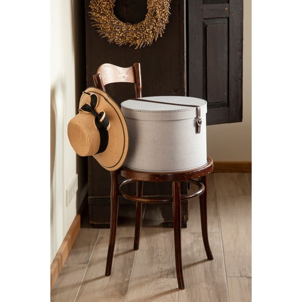 Jasnoszare kartonowe pojemniki zestaw 2 szt. z pokrywką ø 37,5x25,5 cm Rut Canvas Paper Laminate – Bigso-image-1