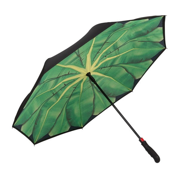Zielony parasol golfowy Von Lilienfeld Banana Leafes FlicFlac, ø 110 cm