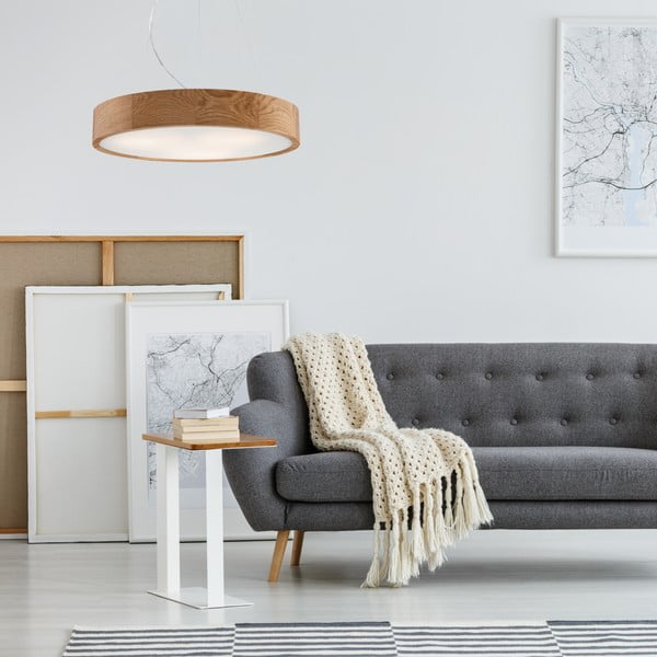 Brązowa lampa wisząca ze szklanym kloszem ø 47 cm Eveline – LAMKUR-image-2