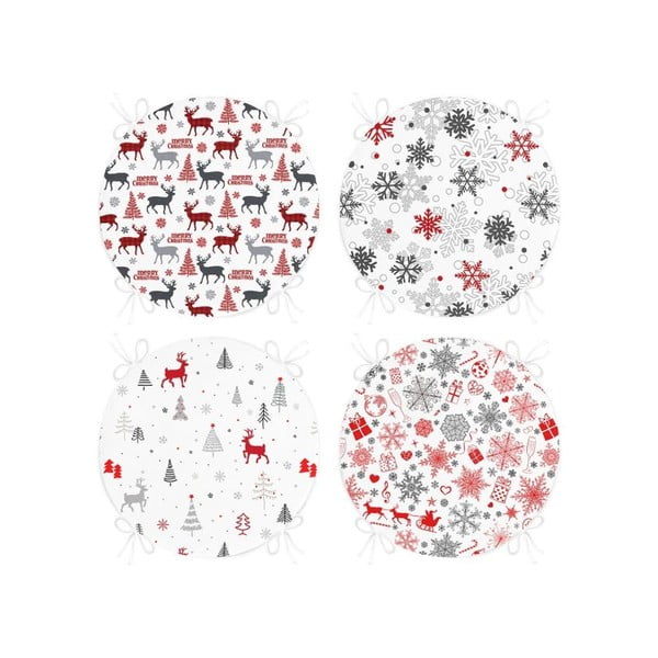 Poduszki na krzesła ze świątecznym motywem zestaw 4 szt. ø 40 cm Snowflakes – Mila Home