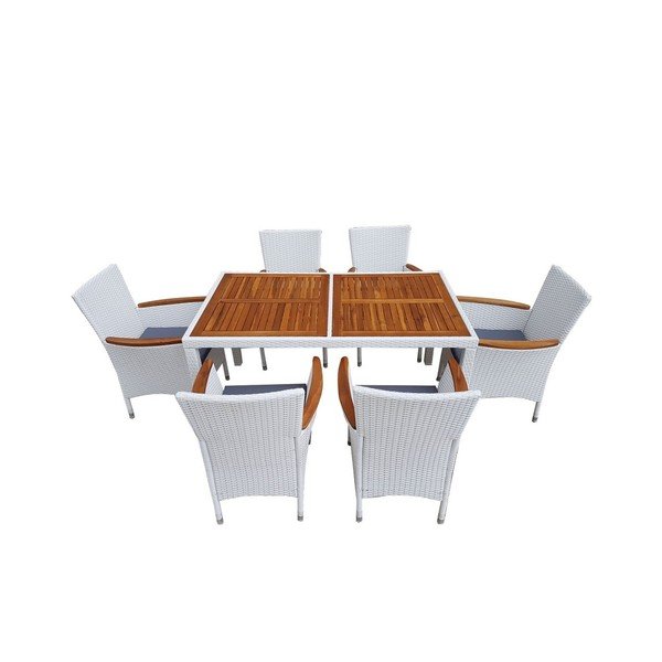 Zestaw białych mebli ogrodowych z rattanu Paris White-image-1