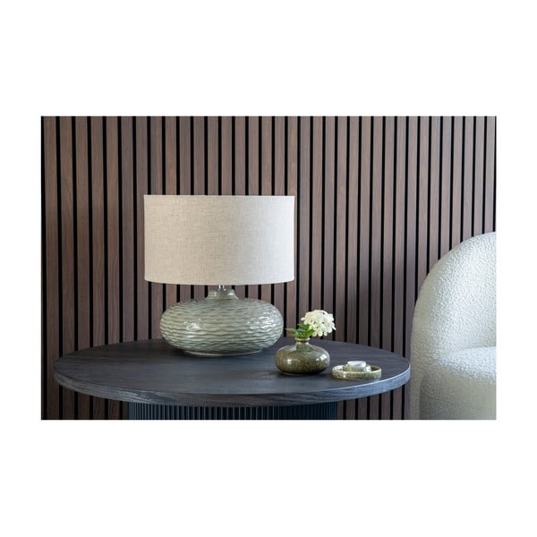 Khaki lampa stołowa ceramiczna z tekstylnym kloszem (wysokość 44 cm) Oldham – House Nordic-image-2