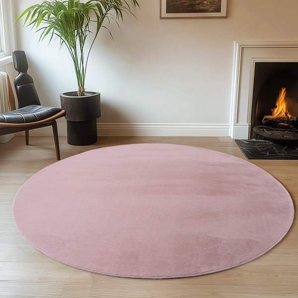 Jasnoróżowy okrągły dywan odpowiedni do prania ø 160 cm Joy – Ayyildiz Carpets-image-1