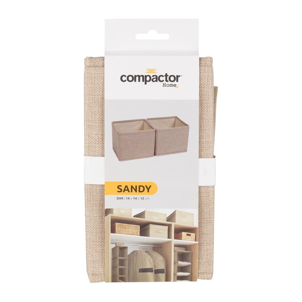 Beżowe tekstylne pojemniki zestaw 2 szt. 14x12x12 cm Sandy – Compactor (zdjęcie 3)