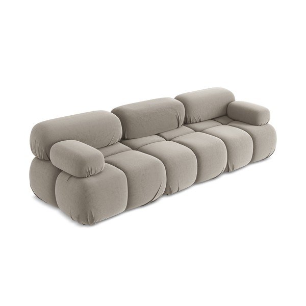 Beżowa aksamitna sofa modułowa 285 cm Lokua – Makamii-image-2