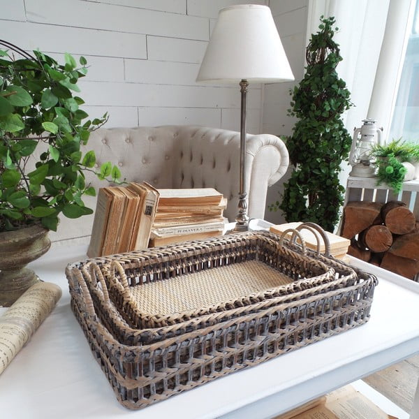 Zestaw 3 tac Rattan Country Style