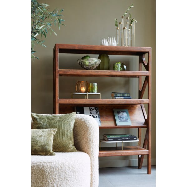 Brązowy regał z litego drewna akacjowego 120x160 cm Yuki – Light & Living-image-2