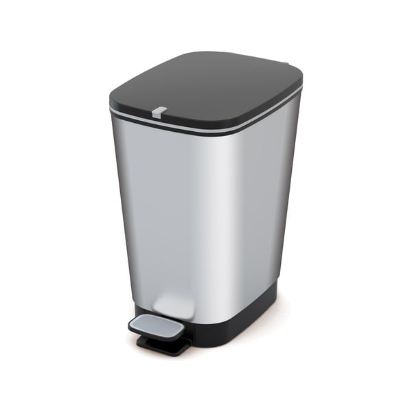 Plastikowy kosz na śmieci z pedałem w kolorze srebra 25 l Chic Bin – KIS