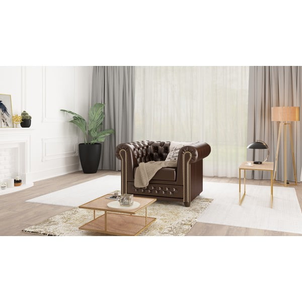 Ciemnobrązowy fotel z imitacji skóry York – Ropez-image-1