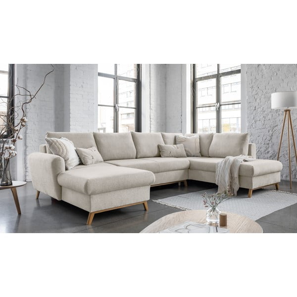 Beżowa rozkładana sofa w kształcie litery "U" Miuform Scandic Lagom, prawostronna-image-3