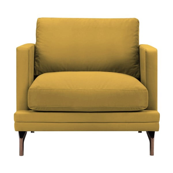 Żółty fotel z konstrukcją w kolorze złota Windsor & Co Sofas Jupiter