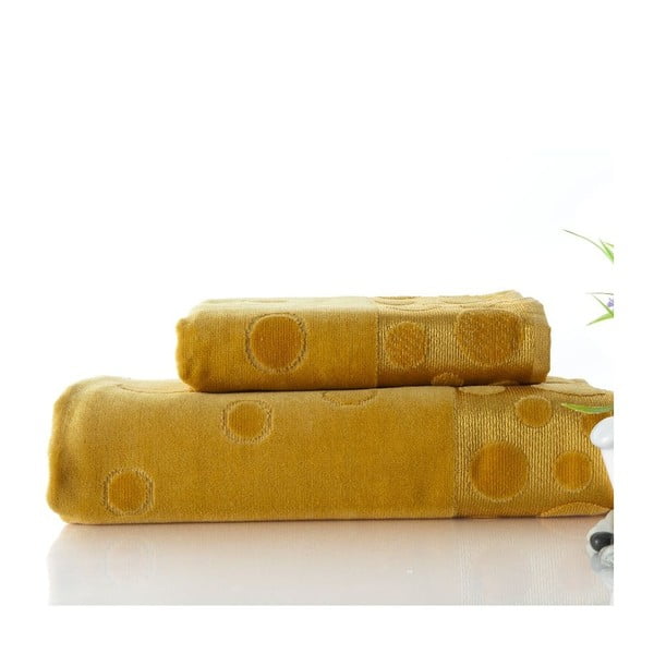 Zestaw 2 ręczników Tropical Mustard, 50x90 cm a 70x140 cm
