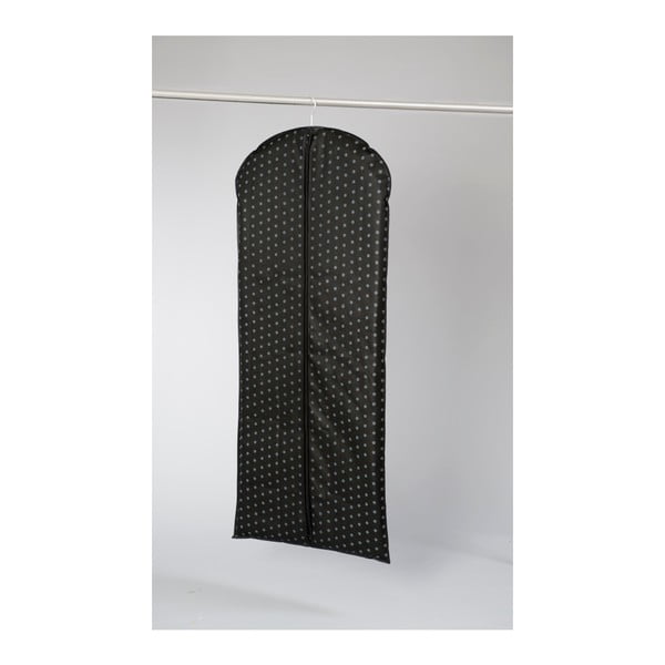 Czarny materiałowy pokrowiec na sukienki Compactor Dots, długość 137 cm
