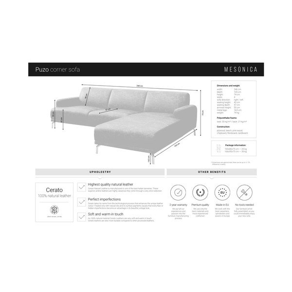 Czarna skórzana sofa narożna MESONICA Puzo, lewy róg-image-4