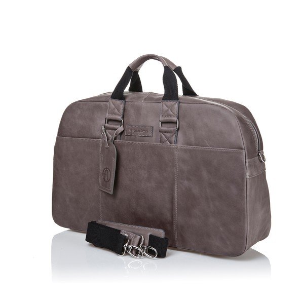 Szarobrązowa torba podróżna ze skóry cielęcej Ferruccio Laconi Traveler-image-2