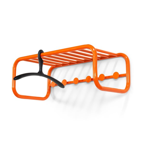 Pomarańczowy metalowy wieszak ścienny z półką 72 cm Retro – Spinder Design-image-3