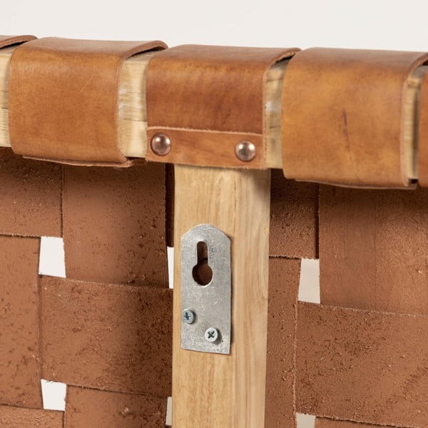 Zagłówek łóżka z drewna tekowego i skóry Kave Home Calixta, 153x110 cm-image-3