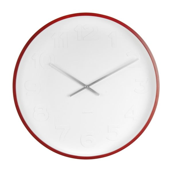 Czerwono-biały zegar ścienny Karlsson Mr Woody Numbers