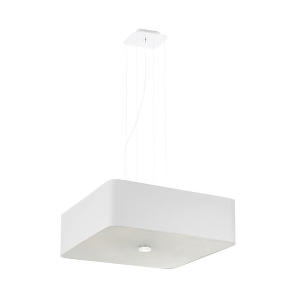 Biała lampa z tekstylno-szklanym kloszem Kortez – Nice Lamps