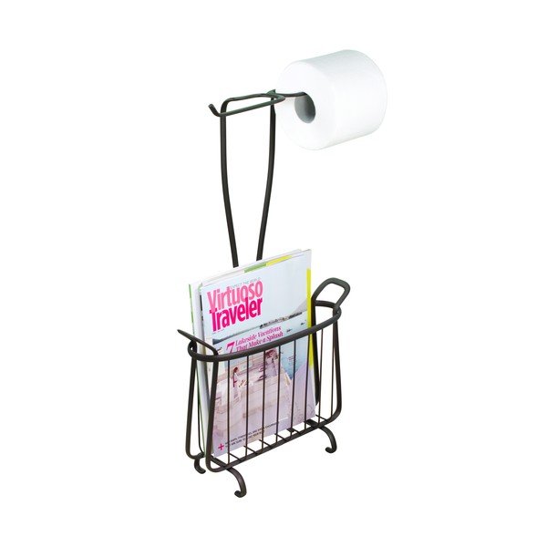 Metalowy uchwyt na papier toaletowy w kolorze brązu iDesign Axis, wys. 61 cm-image-2