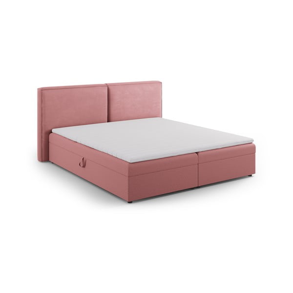 Różowe łóżko boxspring ze schowkiem 140x200 cm Arendal – Cosmopolitan Design