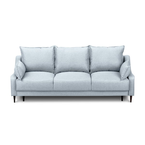 Jasnoniebieska rozkładana sofa ze schowkiem Mazzini Sofas Ancolie, 215 cm