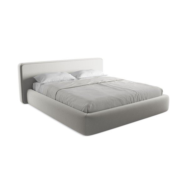 Jasnoszare tapicerowane łóżko dwuosobowe ze schowkiem i stelażem 180x200 cm Kiana – Makamii-image-2