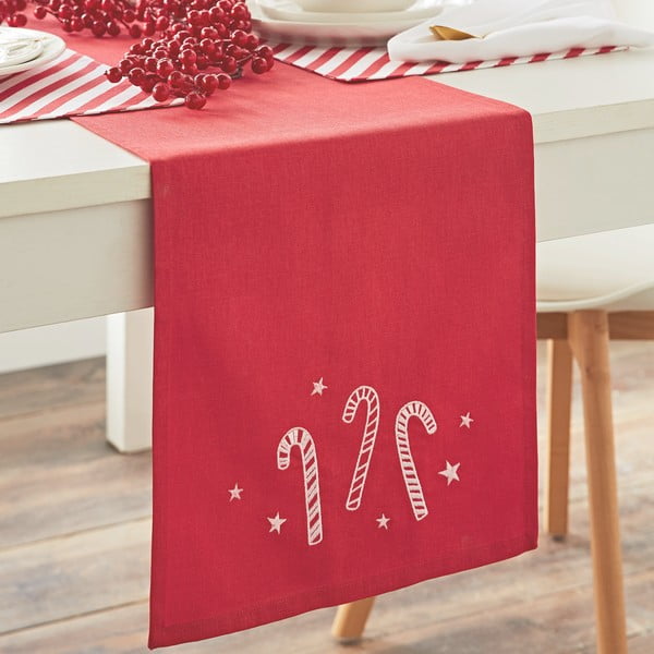 Bawełniany bieżnik ze świątecznym motywem 32x220 cm Candy Cane – Catherine Lansfield