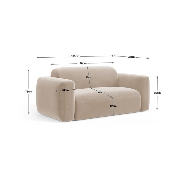 Beżowa aksamitna sofa 180 cm Strino – Cosmopolitan Design-image-4