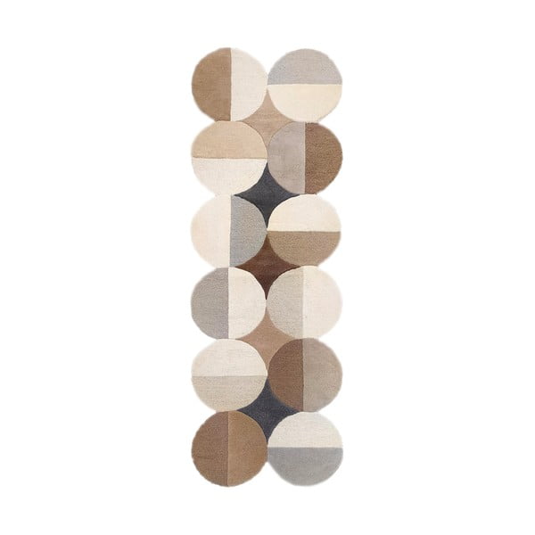Szarobeżowy wełniany chodnik tkany ręcznie 80x230 cm Mia Ellipse – Flair Rugs