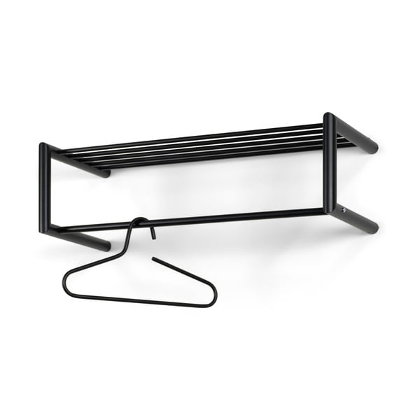 Czarny metalowy wieszak ścienny z półką 80 cm Smooth – Spinder Design-image-2