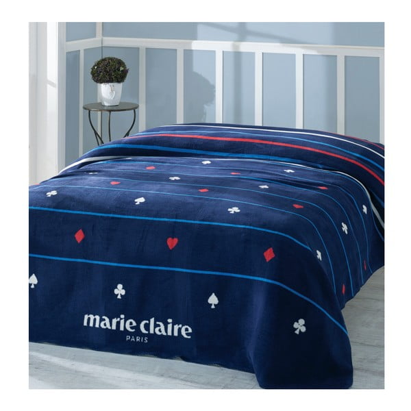 Ciemnoniebieski koc z kolekcji Marie Claire Carte, 200x220 cm