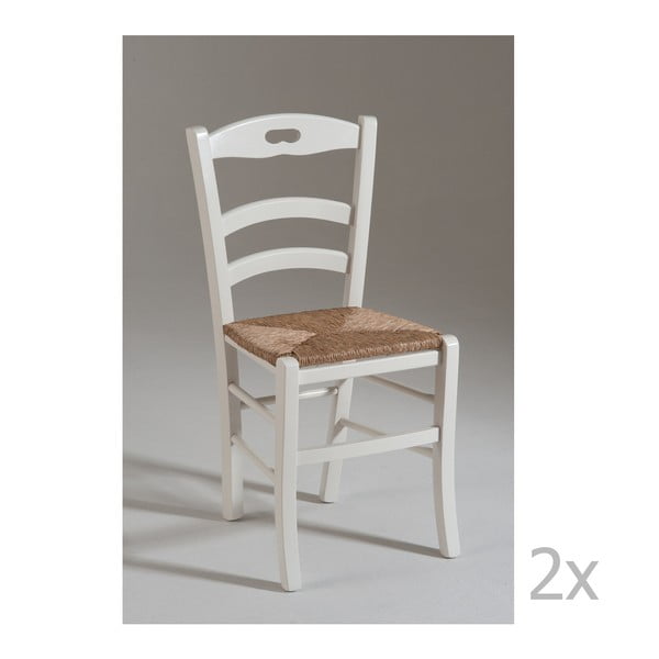 Zestaw 2 białych krzeseł drewnianych Castagnetti Venice