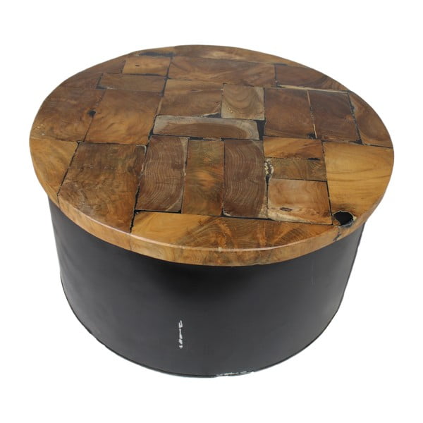 Stolik z drewna tekowego HSM Collection Drum, ⌀ 75 cm