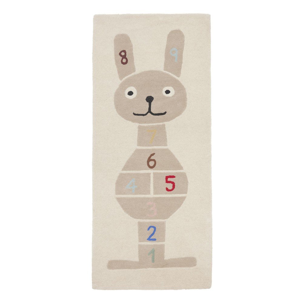 Dziecięcy dywan do zabawy z mieszanki wełny tkany ręcznie 75x180 cm Rabbit Hopscotch – OYOY Mini