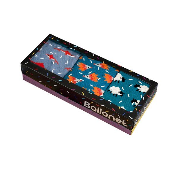 Zestaw 3 par skarpetek Ballonet Socks Novelty Animal w opakowaniu podarunkowym, rozmiar 36 - 40-image-1