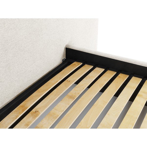 Kremowe tapicerowane łóżko dwuosobowe ze schowkiem i stelażem 160x200 cm Walter – Milo Casa-image-4