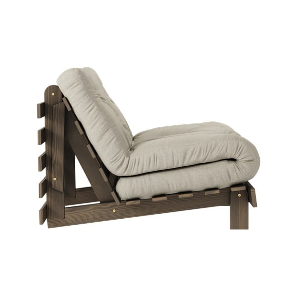 Szarobeżowy rozkładany lniany fotel Roots Carob – Karup Design-image-3