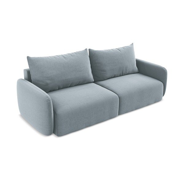 Niebieska aksamitna rozkładana/ze schowkiem sofa 238 cm Kalena – Makamii-image-3