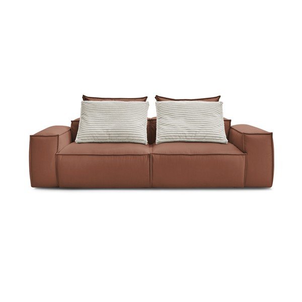 Ciemnobrązowa sofa z imitacji skóry 260 cm Boheme – Bobochic Paris