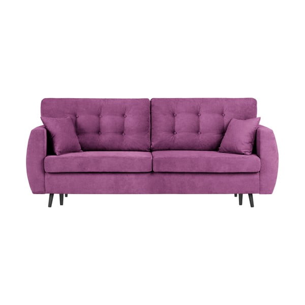 Fioletowa 3-osobowa sofa rozkładana ze schowkiem Cosmopolitan design Rotterdam, 231x98x95 cm