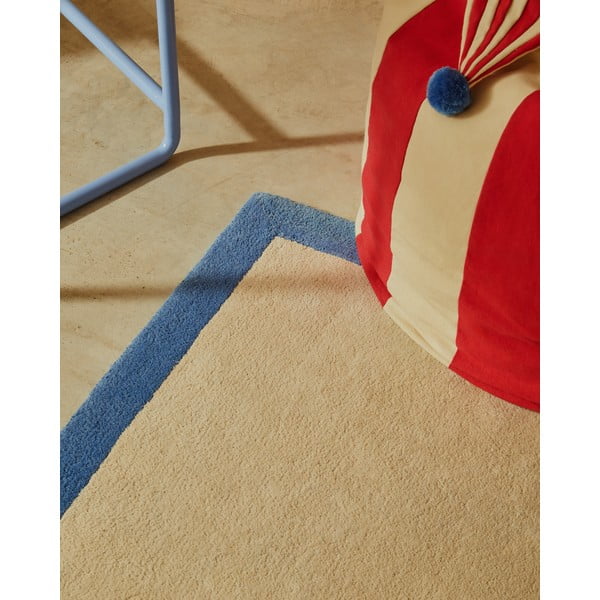 Niebiesko-beżowy bawełniany dywan 90x150 cm Nalim – Kave Home-image-2