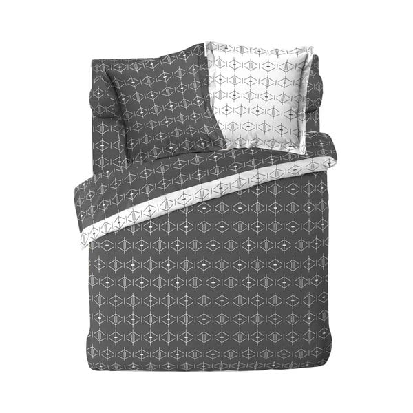 Biała/ciemnoszara bawełniana poszwa na kołdrę dwuosobowa 240x220 cm Aristide – douceur d'intérieur