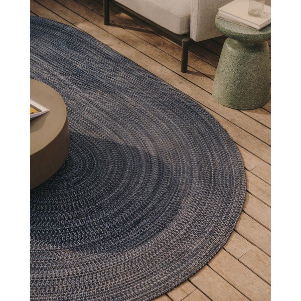 Ciemnoniebieski dywan odpowiedni na zewnątrz z włókien z recyklingu 200x300 cm Sadent – Kave Home-image-1