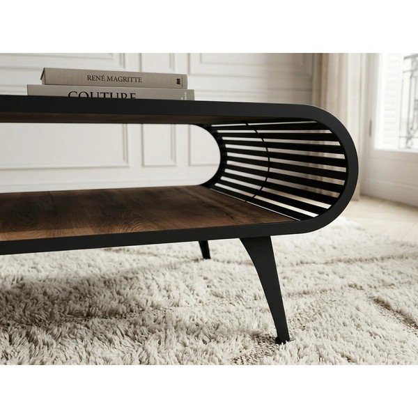 Stolik z blatem w dekorze dębu w naturalnym kolorze 60x120 cm Billie – Bobochic Paris-image-4